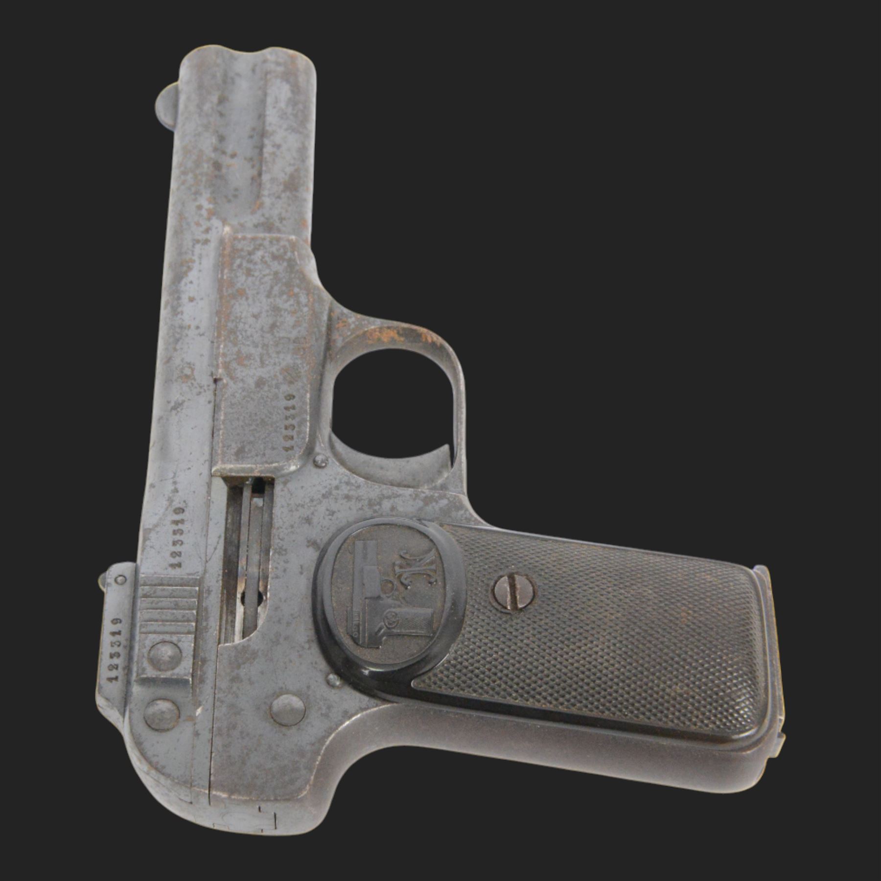 Deactivated FN Model semi-automatic pistol, barrel marked - Fabrique Nationale D'Armes Herstal - Liege (Browning-Patent), frame with FN Trademark and stamped Brevete SGDG. Serial no. 123319, Deactivation Certificate no. 166110 30/11/2021