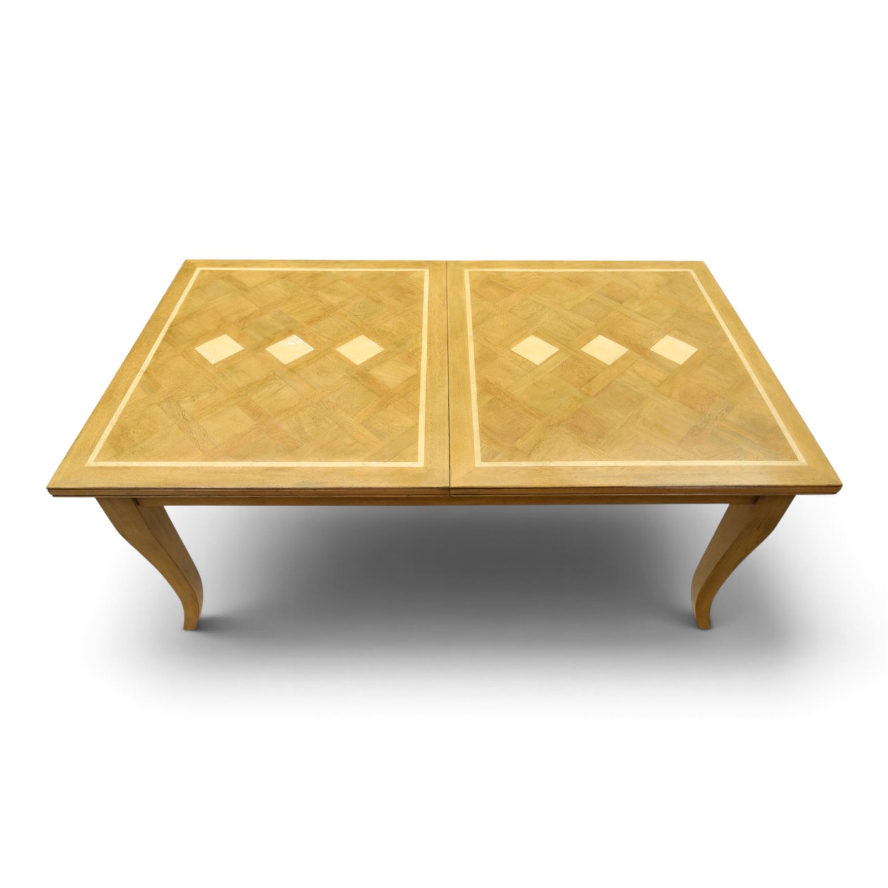 Barker & Stonehouse - 'Flagstone' extending dining table, with inlaid stone and mangowood, with integrated stowed leaf extending to 234cm, raised on square tapered supports