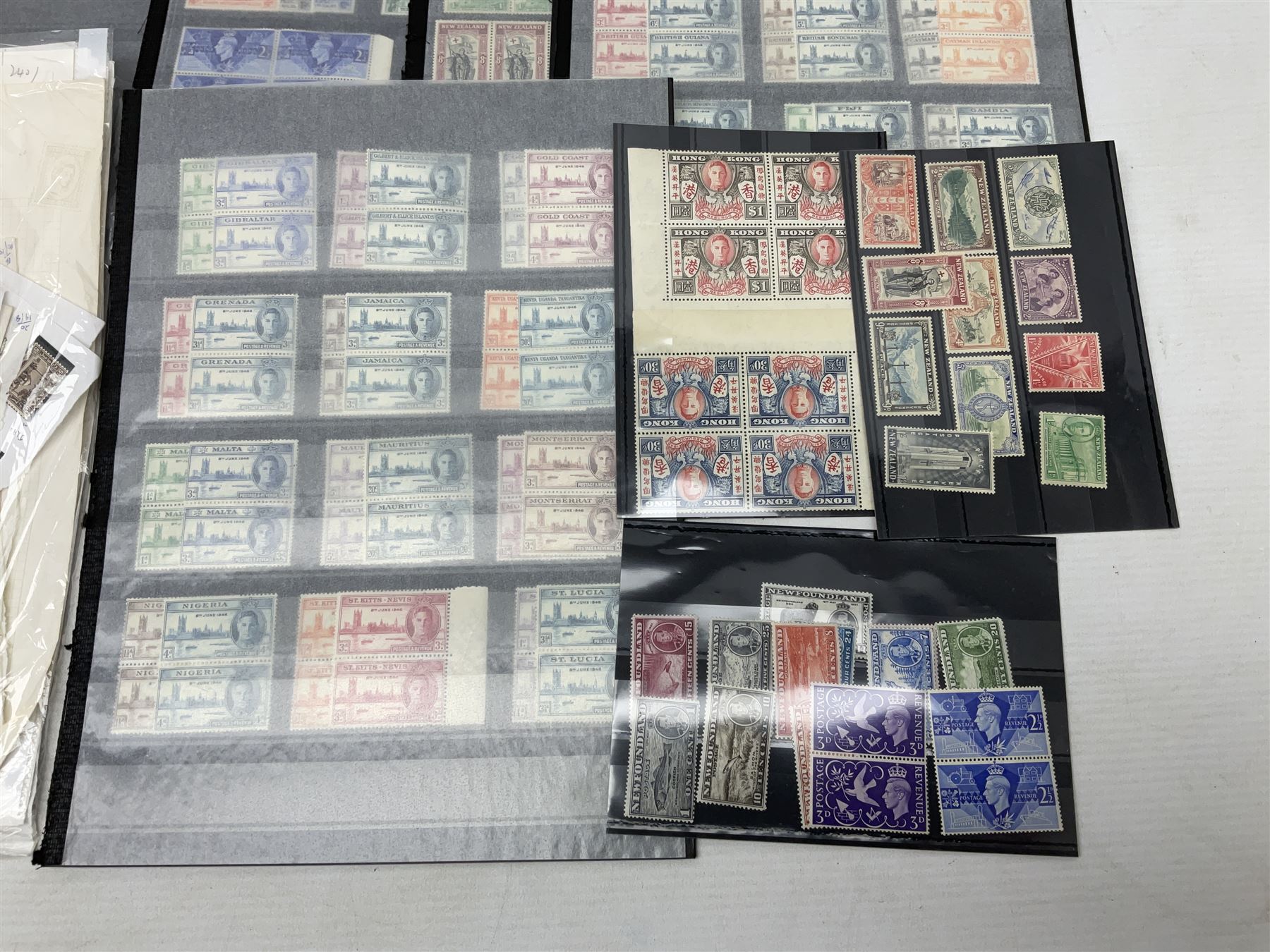 Stamps including various King George VI 8th June 1946 Victory, various 1923-1948 Silver Wedding, Malaya, Cyprus, China overprints on Hong Kong etc, housed on stockbook/album pages 