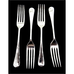  Four silver forks, Old English pattern by Cooper Brothers & Sons Ltd, Sheffield 1968, approx 9oz  