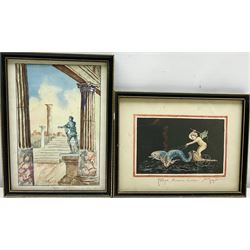 Rayo G*** (19th/20th century): 'Pompei Amarini-Corse' & 'Pompei Tempro di Apollo', two watercolours signed and titled 15cm x 20cm (2)