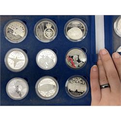 The Queen's Diamond Jubilee silver proof coin collection, consisting of twenty-four coins from Commonwealth countries, produced by The Royal Mint, housed in a blue presentation case, with certificate stating this is number 1397 of 15000 produced