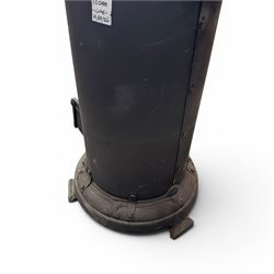 Late Victorian cast iron stove of small proportions, decorated with scrolls and central rosette to the top
