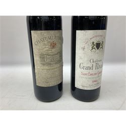Mixed red wines comprising two bottles Marques De Riscal 1995 Rioja, 75cl, 13% vol, four bottles Chateau Peyreau 1990 Saint-Emilion Grand Cru, 75cl, 13.5% vol and Chateau Grand Rivallon 1982 Saint-Emilion Grand Cru, 75cl, unknown proof