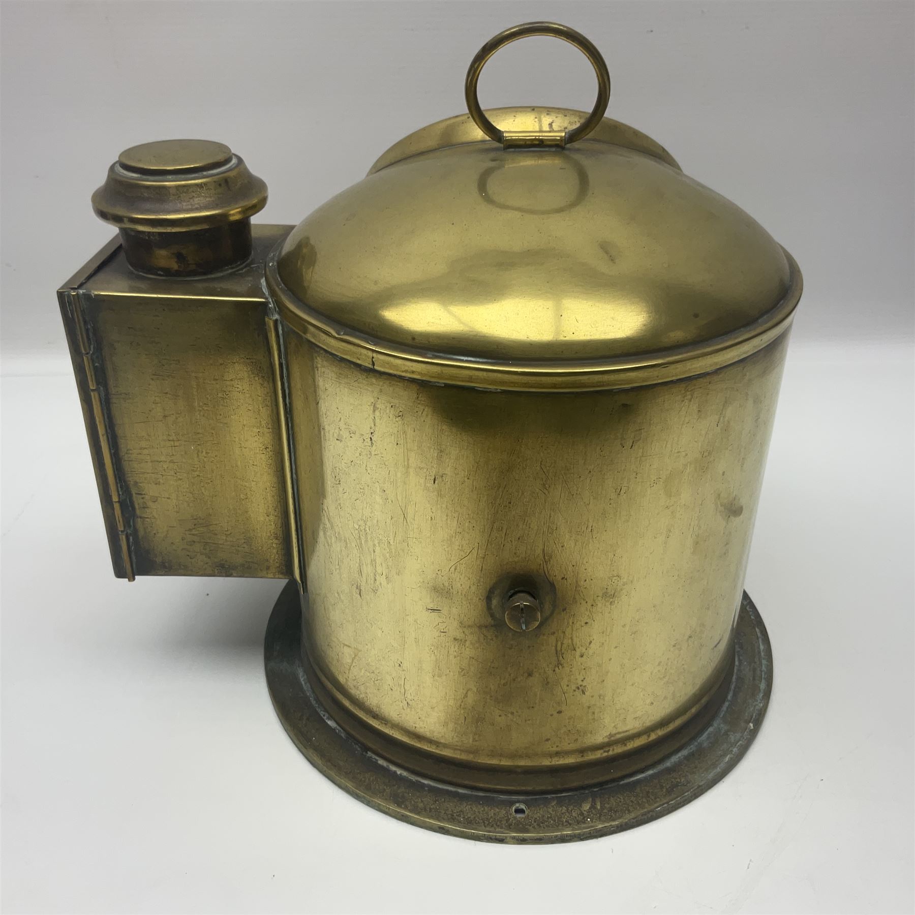 Ship's gimble compass in brass binnacle, the compass marked J. W. Searby & Son, Lowestoft, H24cm