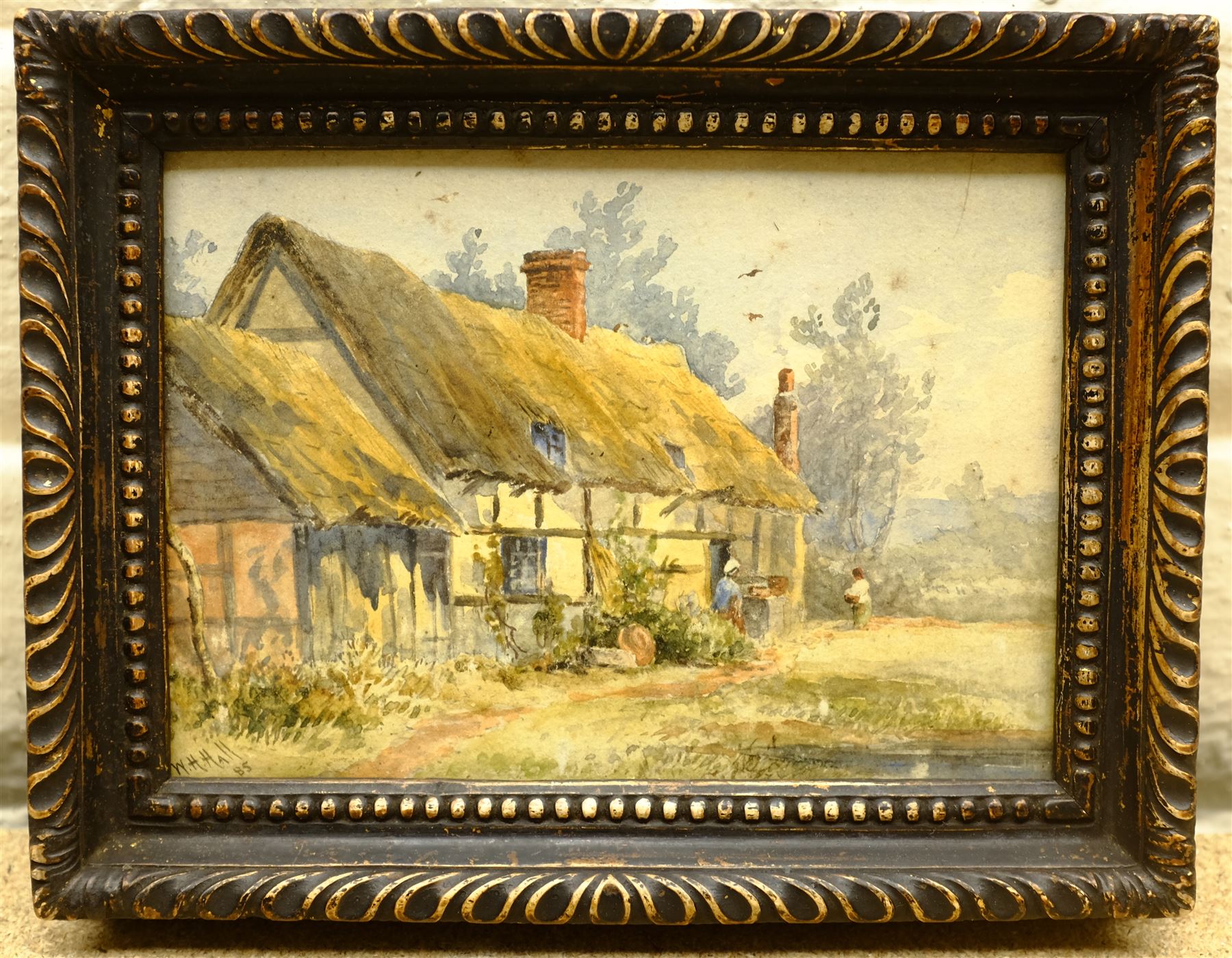 William Henry Hall (British 1812-1880): Rural Cottage, watercolour signed and dated '85, 11cm x 16cm; Alfred Durham: Village Scenes, pair watercolours signed and dated '06, 10cm x 23cm (3)