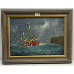  Jack Rigg (British 1927-): 'Yorkshire Trawler', oil on board signed, titled and dated 2010 verso 32cm x 46cm  DDS - Artist's resale rights may apply to this lot  