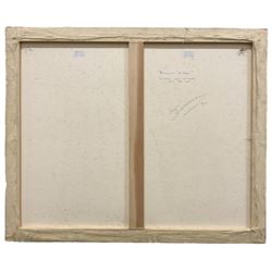 James Lishman (British 1931-2024): 'Pit Stop - Damon Hill World Formula 1 Champion 1996' and 'Rounding the Horn', two oils on canvas signed, titled and dated '97 verso 66cm x 79cm (2) (unframed)