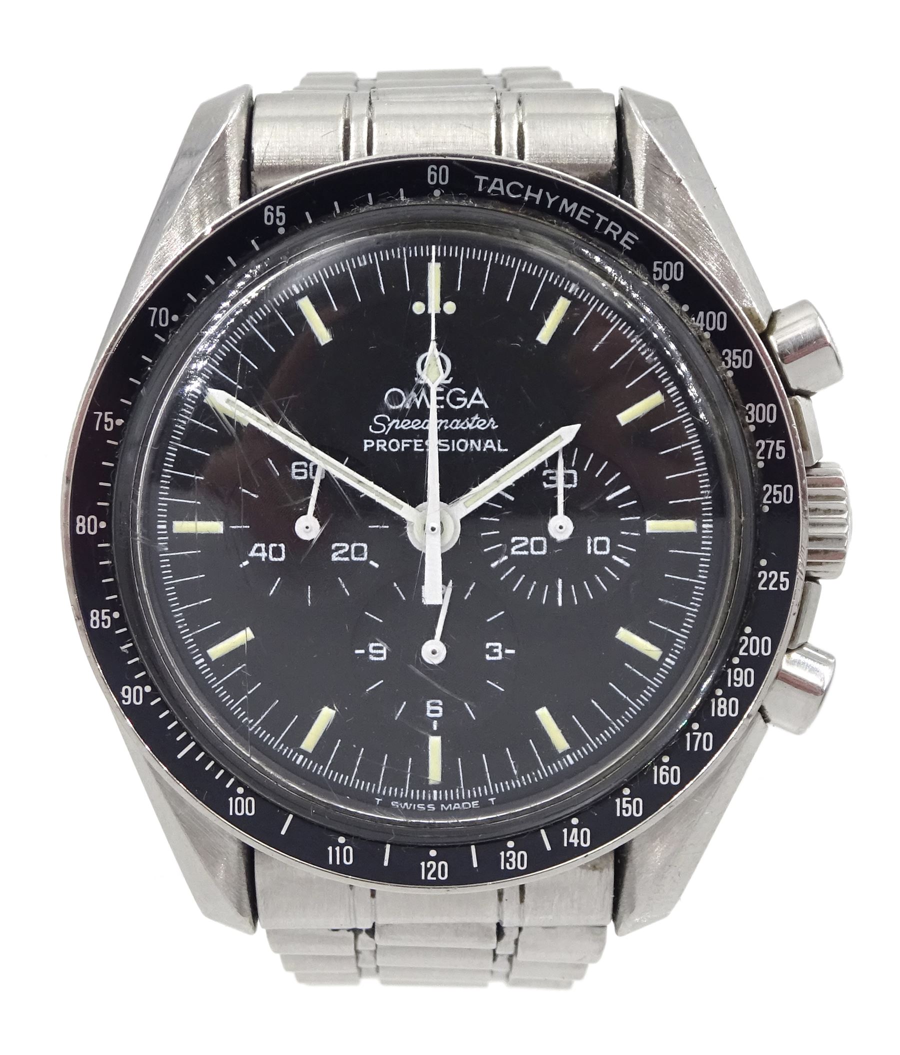 Omega Speedmaster 'Moon Watch' chronograph wristwatch, Ref. 3590.50.00, Cal. 861, serial No. 48302109, on original strap, boxed with papers, tag, warranty card dated '94 and additional links