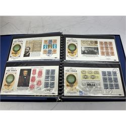 Mostly Benham first day covers, including 'Machin Definitives New Varieties', '200th Anniversary of The Times', 'The Royal Visit to Australia', 'The Pope's Visit to Britain', various railway and military theme covers etc, housed in nine folders