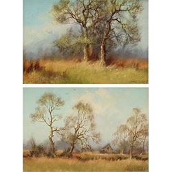 James Wright (British 1935-):  Rural Trees, pair oils on board signed, certificates of authenticity verso 11.5cm x 17cm (2)