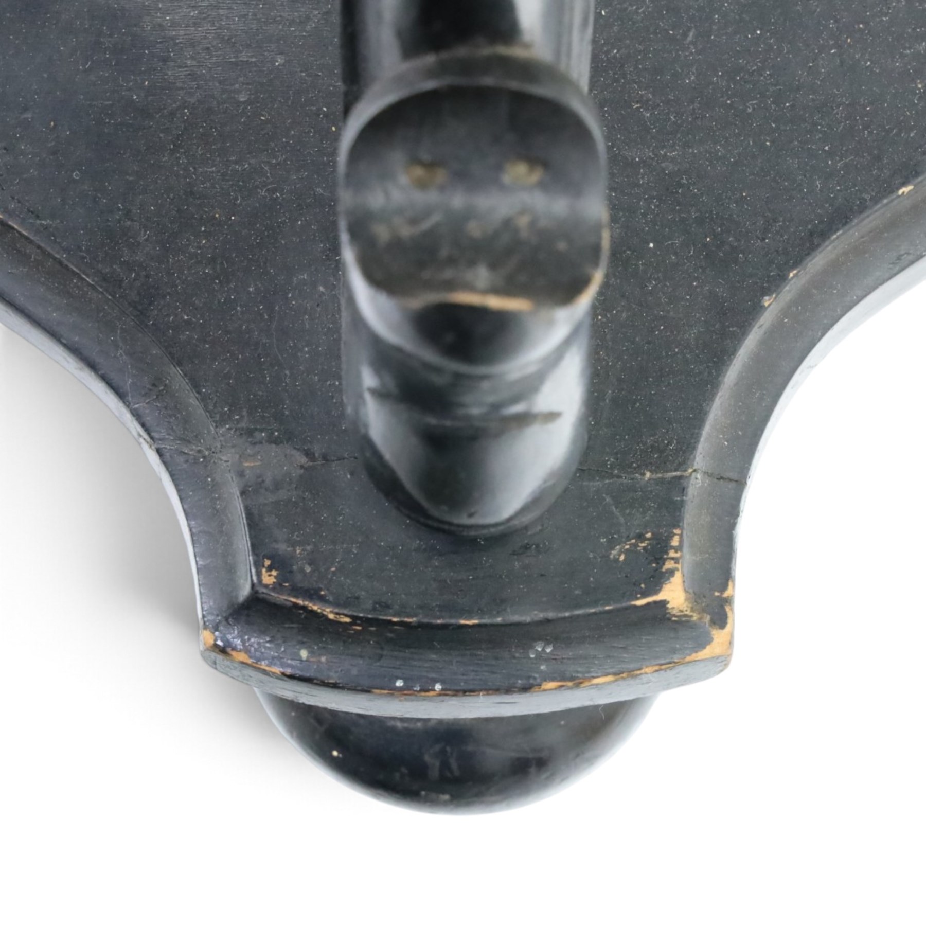 Elephant ebonised jardinière, moulded circular top raised on carved Elephant supports united by a shaped undertier