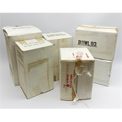 Three Franklin Mint die-cast models of Harley Davidson motorcycles comprising 1948 FL The First Panhead, Police Patrol and 1942 WLA Military, all boxed with paperwork; together with three boxed ebonised and plastic display cases (6)