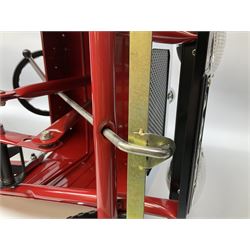 Red child's tin-plate pedal car with chrome detail, by Posh Paddles, Scarborough, H56cm, L80cm