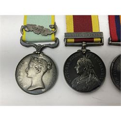 Seven copies of early medals - Waterloo, Crimea, Mediterranean, China 1900, Victoria Cross, Natal Rebellion and Tibet 1903-4; all with ribbons (7)