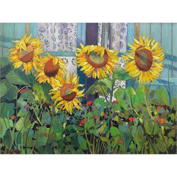 Sue Fitzgerald (British Contemporary): Sunflowers, oil on canvas signed 75cm x 100cm 
Provenance: private collection, purchased Walker Galleries, Harrogate, label verso