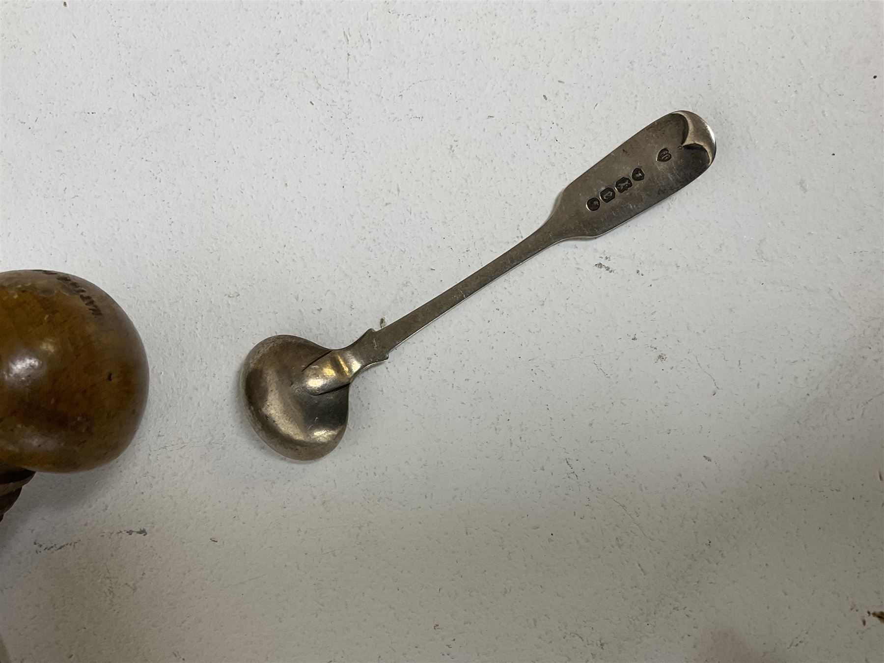 Quantity of mid 19th century and later photographs to include cartes des visites,  together with a small oval mirror, early 20th century clock, Bakelite cigarettes box, three hallmarked silver spoons, pair of Georgian spectacles with extending arms, silver and gold Plated reproduction icon, other silver plate and metal ware etc