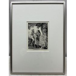 After Rembrandt (Dutch 1606-1669): 'Adam and Eve', 20th century etching 16cm x 12cm 