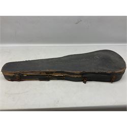 German trade violin 1950s with 36cm two-piece maple back and ribs and spruce top, bears label 'Johann Stainer in Absam prope Oenipontum 1650' L59cm; in carrying case with bow impressed Tourte