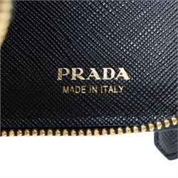 Prada - Saffiano Metal zip-around wallet, black Saffiano leather with gold-tone hardware and applied logo plaque, zip-around fastening with wrist strap and fitted interior, with authenticity card and original box