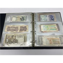 World and Great British banknotes to include Brazil, Canada, France, Germany, Ghana, Indonesia, Iraq, Hong Kong, Hungary, Japan, Vietnam, Zimbabwe, a collection of Chinese ‘Hell Money’, and quantity of ‘De La Rue Systems’ test notes, housed in ring binder and loose