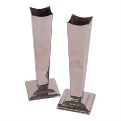 20th century chrome alter crucifix and matching vases, crucifix 39cm