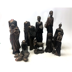  Group of Soul Journeys 'Massai' resin figures and others similar, H42cm max some (a/f)  