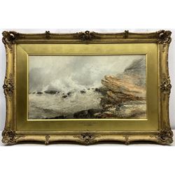 Paul Marny (French/British 1829-1914): 'A Breezy Day - Filey Brigg', watercolour signed 39cm x 71cm
Provenance: private collection, purchased David Duggleby Ltd 30th July 2001 Lot 455