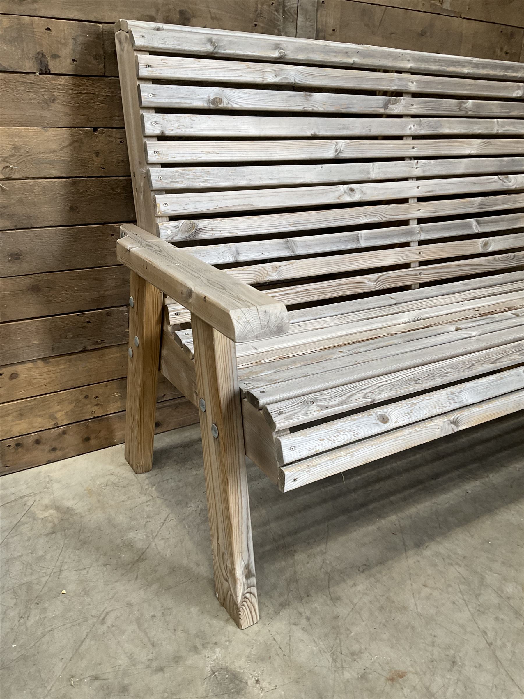 Wooden slatted garden bench
