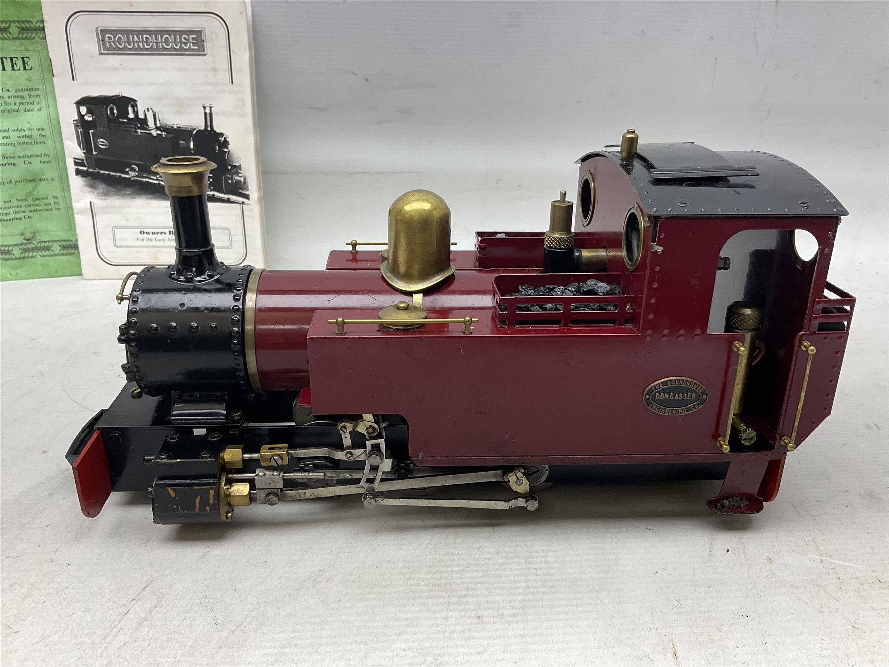 Roundhouse G scale, gauge 1 0-6-0, live steam tank locomotive ‘Lady Anne’, in crimson, black and brass livery, unboxed, together with a Futaba digital proportional radio control system