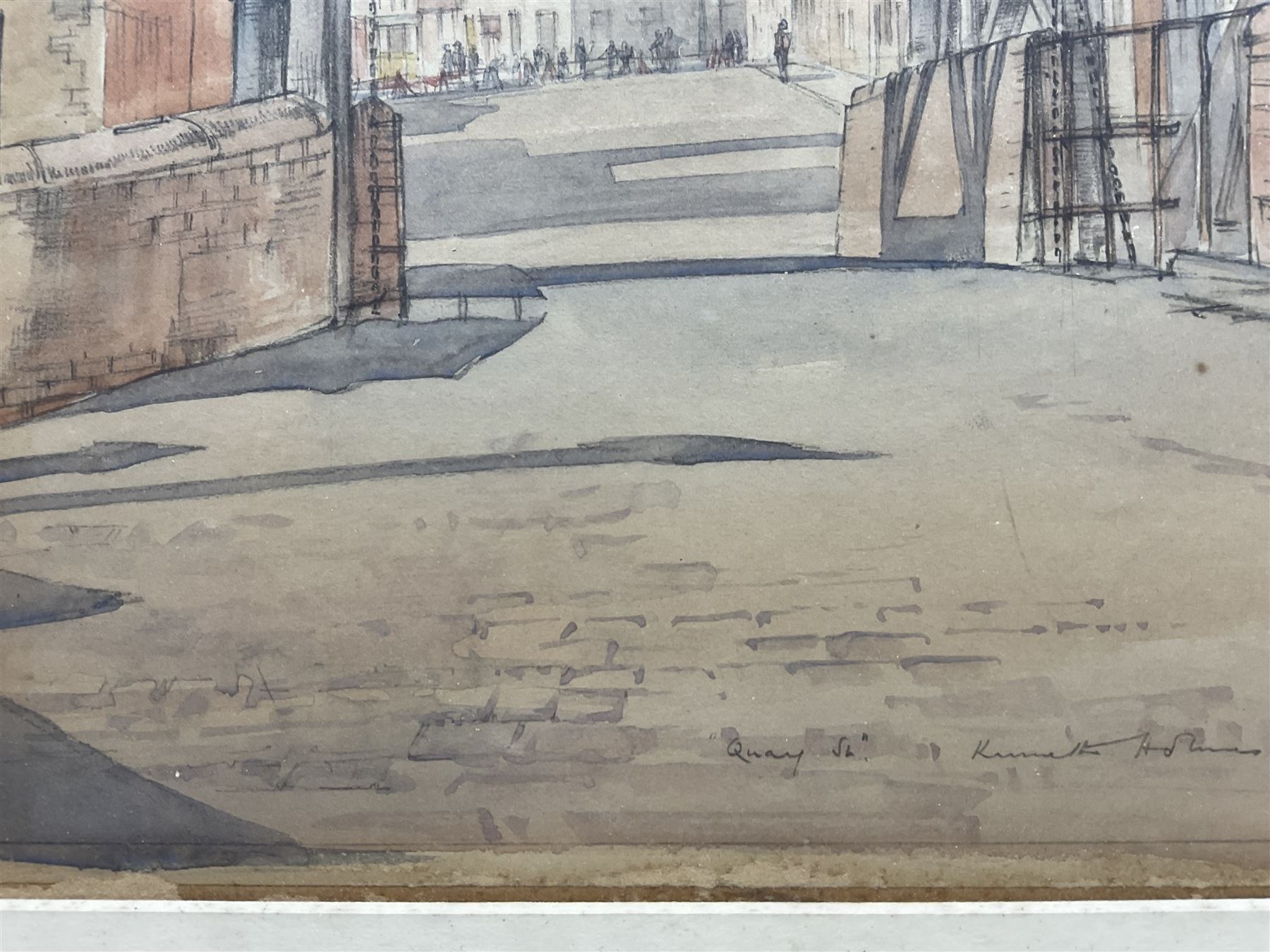 Kenneth Holmes (British 1902-?): 'Quay Street', watercolour signed and titled 37cm x 29cm 