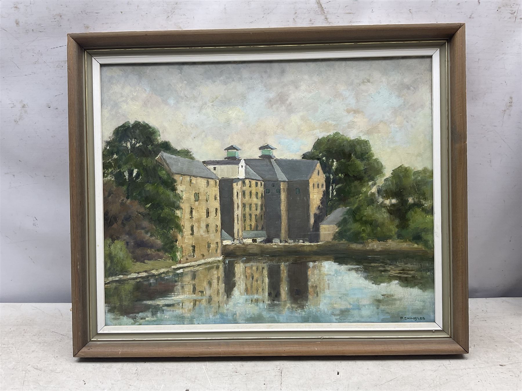 Harry Zeegers (Dutch 1929-): Continental Town Scene, oil on canvas signed in gilt frame 26cm x 34cm; Pauline Shingles (Yorkshire 20th Century): 'Maltings - Nafferton', oil on board signed 39cm x 49cm (2)