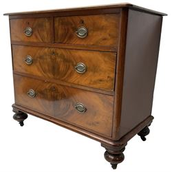 Victorian mahogany chest, fitted with two short and two long drawers, on turned feet