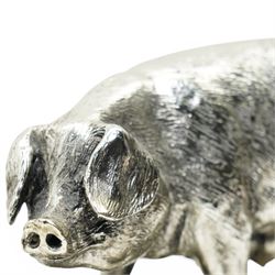 Silvered model of a pig, after Pierre Jules Mene, W21cm