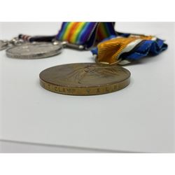 WW1 Military Medal group of three comprising MM, British War Medal and Victory Medal awarded to 44772 Pte. T. Clamp 5/York: & Lanc: R.; all with ribbons on hanging bar