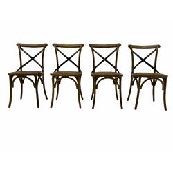 Barker & Stonehouse - oak and metal dining table and four x back dining chairs
