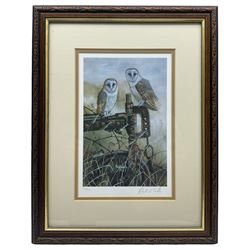 Robert E Fuller (British 1972-): Barn Owls, limited edition colour print signed and numbered 26/200 in pencil 23cm x 15cm