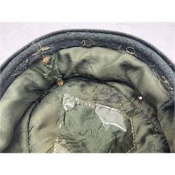 WWII German M43 field cap with 'SS' cloth badge and mountain trooper's edelweiss metal badge