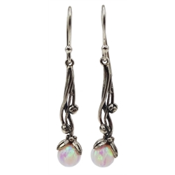  Pair of silver opal pendant earrings  