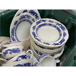  Burleigh ware jug with squirrel handle, together with similar falcon ware jug,  Shelley vase decorated in an orange colourway with fluted rim, and Royal Cauldon Dragon pattern tea and dinner wares, in two boxes