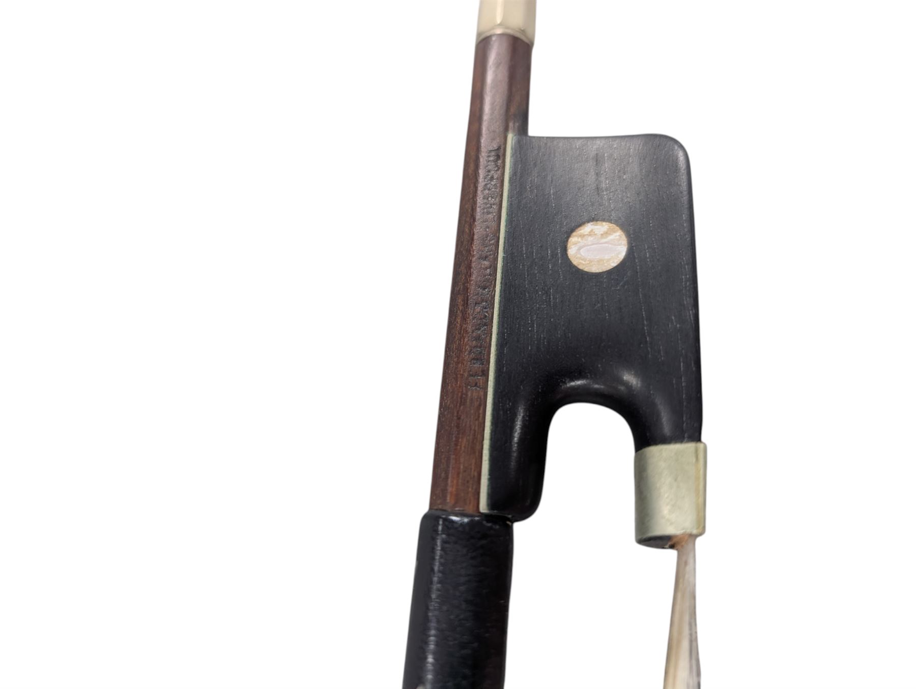 Early 19th century English cello by Samuel Gilkes of London, circa 1820, with two piece back and pine table finished in a golden brown varnish, certificate of authenticity from D.R Hill & Son, Buckinghamshire, numbered H494 in their records, in Hiscox hard case, with two horse hair cello bows, the first an English example stamped Ferranda Millars Liverpool, the second a German example stamped R. Paesold, both with ebonised mother of pearl/abalone frogs and ivory tip plates
This item has been registered for sale under Section 10 of the APHA Ivory Act