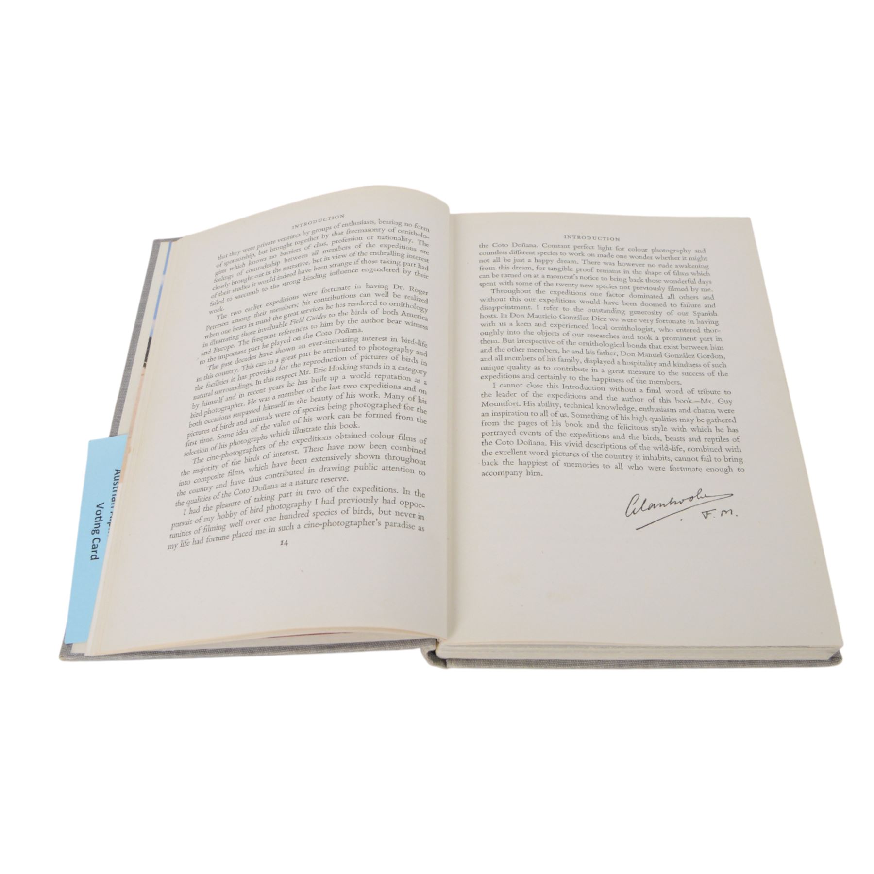 Mountfort G: Portrait of a Wilderness, first edition, pub. Hutchinson of London 1958, together with a framed black and white photograph of a black kite bird and other black and white ornithology images