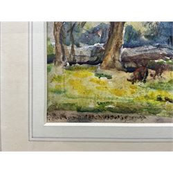 Rowland Henry Hill (Staithes Group 1873-1952): St Nicholas' Church - Roxby near Whitby, watercolour signed and dated 1930, 17cm x 24cm 
Provenance: with T B & R Jordan Fine Art Specialists, Stockton on Tees, label verso