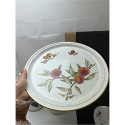 Royal Worcester Evesham pattern part dinner service, including covered jars, covered serving dishes, sauce jugs, dinner plates, side plates etc  
