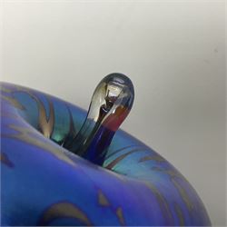 Two Robert Held glass vases, together with Adrian Sankey apple paperweight, vases H10cm 