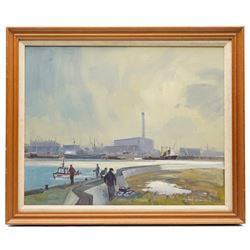 John Clifford (British 1934-): 'Great Yarmouth Harbour', oil on board signed 39cm x 49cm; C B Wood (British early 20th century): 'Gorleston Harbour', oil on canvas board signed and dated 1930, titled verso 33cm x 50cm (2)