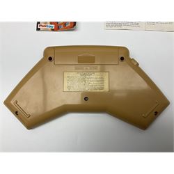 Three late 70s/early 80s handheld electronic games; Bandai Electronics Arcade ‘Gunfighter’ (1980), Grandstand ‘Invader From Space’ (1980), Palitoy ‘Merlin The Electronic Game Machine’ (1979) with game sheet and instruction booklet, all with original boxes (3) 