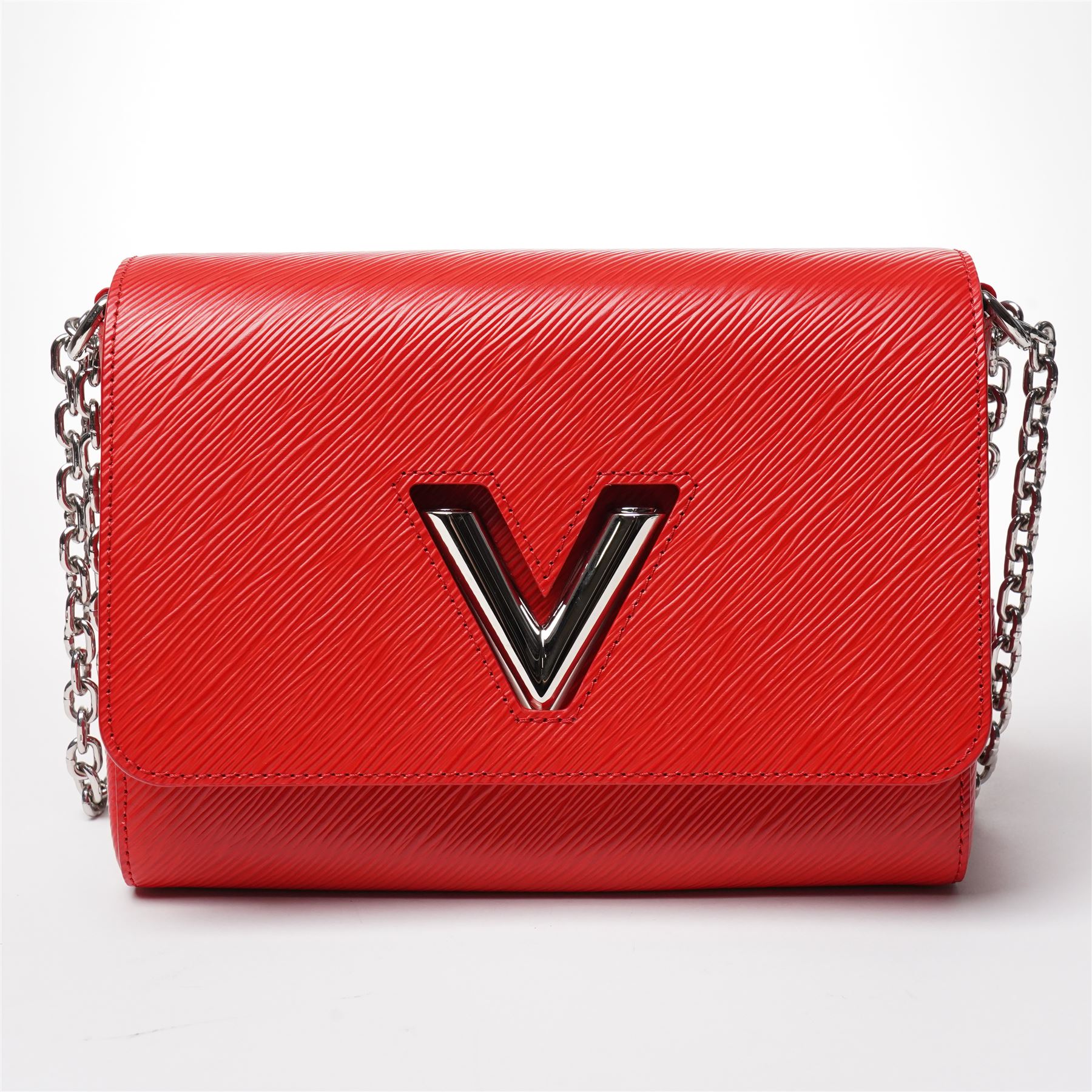 Louis Vuitton - ‘Twist’ MM Bag, the model introduced for the Cruise 2015 collection under Nicolas Ghesquière, in structured Coquelicot red Epi leather, with silver-tone LV twist-lock fastening and chain and carrying handle, with detachable flat leather shoulder or crossbody strap, unused with original box and dust bag
