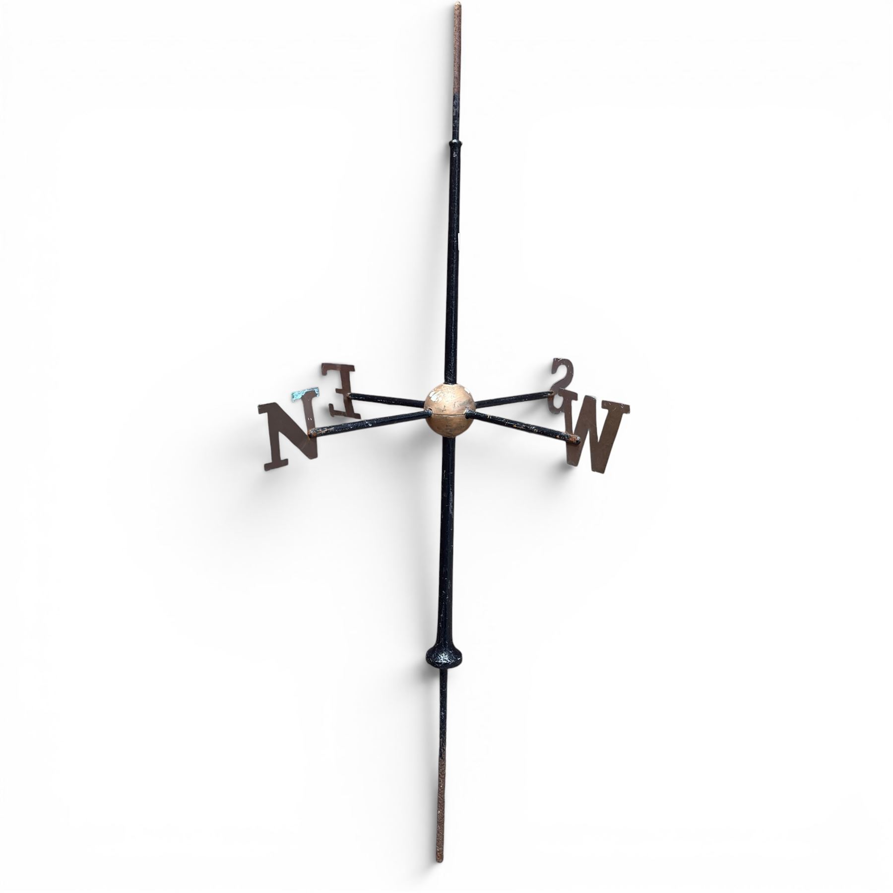 Wrought iron weather vane, lacking pointer