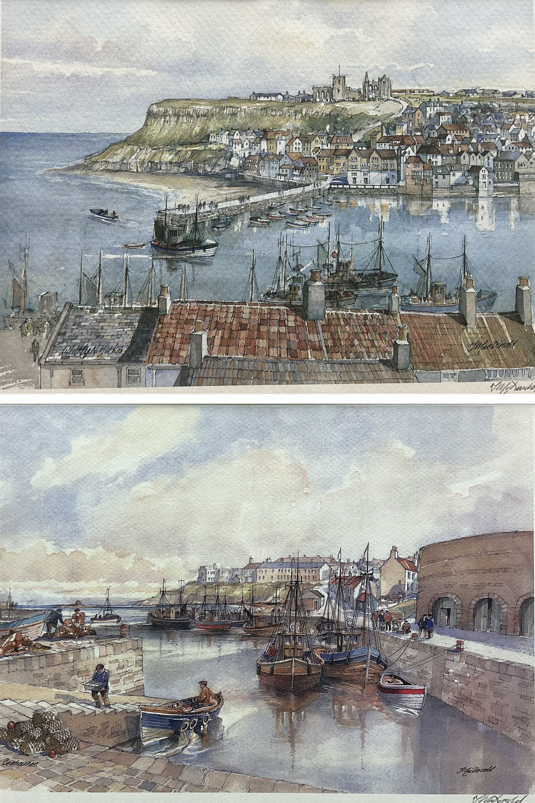 J MacDonald (British Contemporary): 'Whitby' and 'Seahouses', pair colour prints signed in pencil 22cm x 30cm (2)